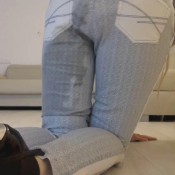 blonde white blue jeans load the fart babes