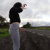 grey jeans by the road hd faye taylor