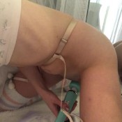 sugary little pull up messing and play in mirror